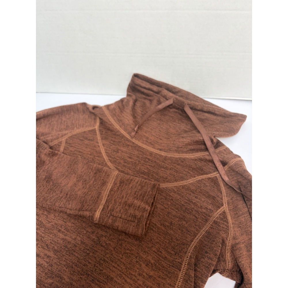Kuhl Womens Cowl Neck Pullover Espresso Brown Kangaroo Pocket Thumbholes 4186 S